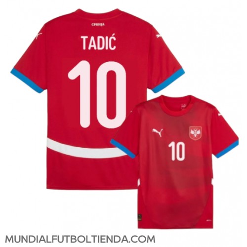 Camiseta Serbia Dusan Tadic #10 Primera Equipación Replica Eurocopa 2024 mangas cortas